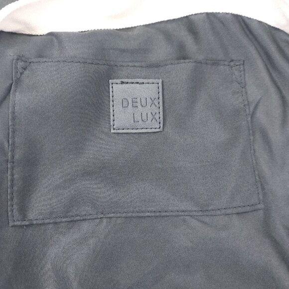 Deux Lux Demi Backpack Beige Canvas Bag Black Vegan Leather Straps Lined - Picture 7 of 16